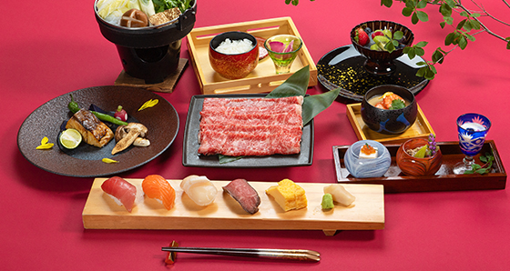 「佐賀牛のすき焼きと特選寿司の特別コース」イメージ画像